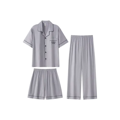 XIAFENYAN Pajama Set Men's Light Gray