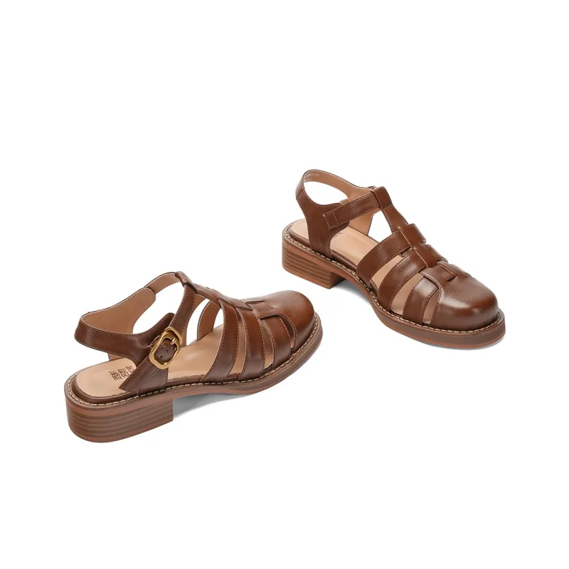 XICUNMINGWU Roman Sandals 3cm Women's Brown-3