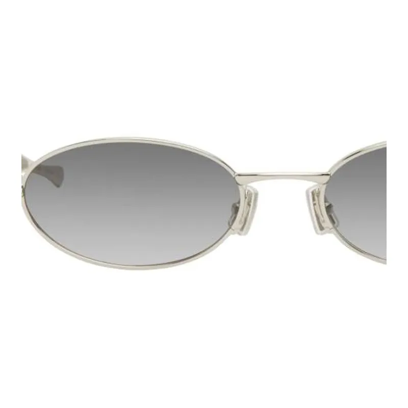 Bottega Veneta Metal Oval Sunglasses Women's Silver-1