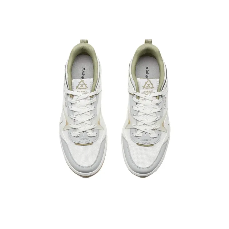 XTEP Coverage Wear Resistant Support Low Top Skateboard Shoes Men's White Gray-3