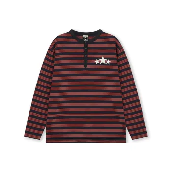 BONELESS T Shirt Unisex Navy Blue & Red Stripes Color