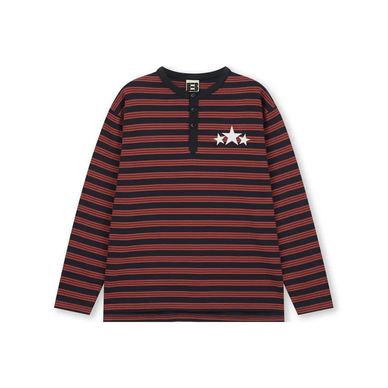 BONELESS T Shirt Unisex Navy Blue & Red Stripes Color-0