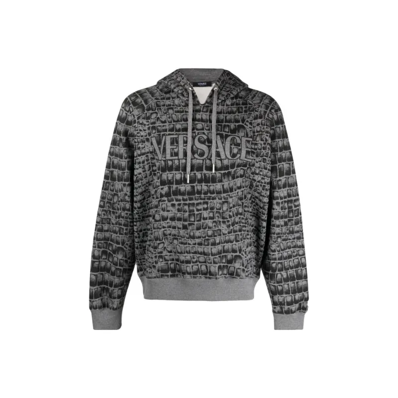 VERSACE Coccodrillo print Cotton Hoodie-0