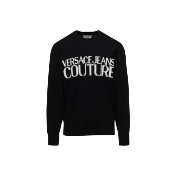 VERSACE JEANS Logo Intarsia Knitted Crewneck Jumper
