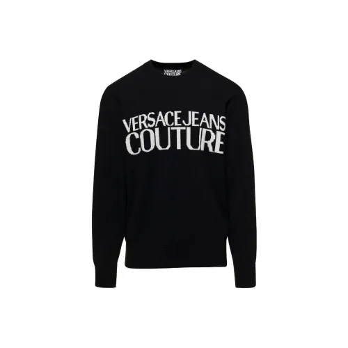 VERSACE JEANS Logo-Intarsia Knitted Crewneck Jumper
