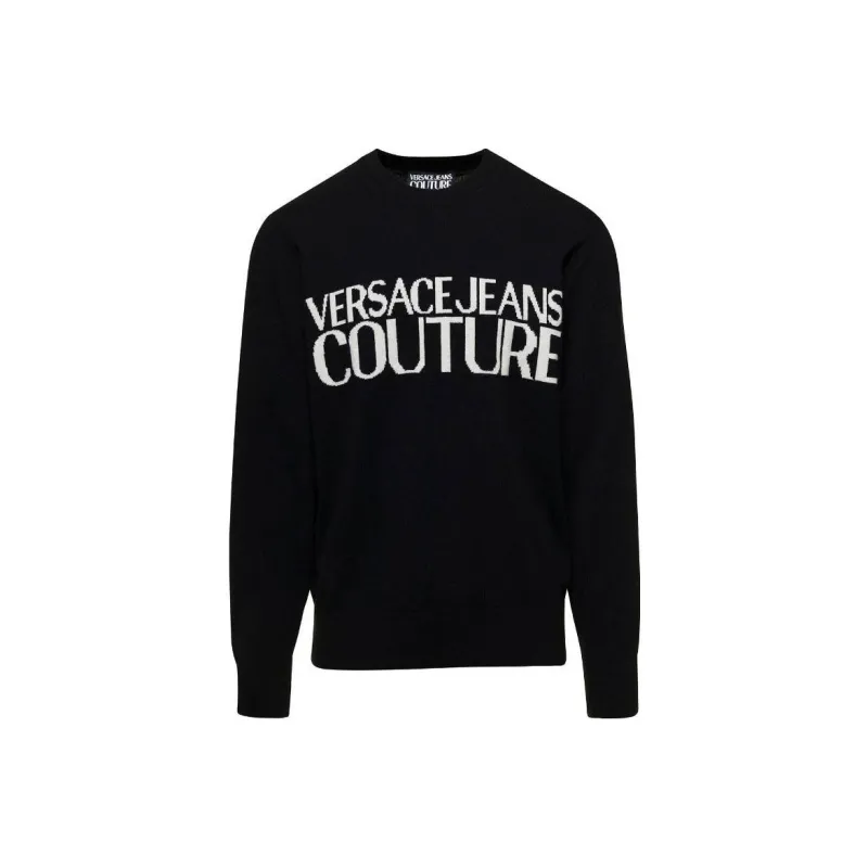 VERSACE JEANS Logo Intarsia Knitted Crewneck Jumper-0