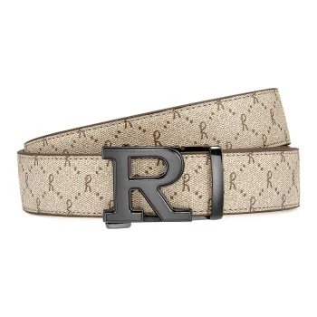 ROBERTA DI CAMERINO PVC Leather Belts Men's Apricot Width 3.45cm, Free Greeting Card Writing And Photo Printing