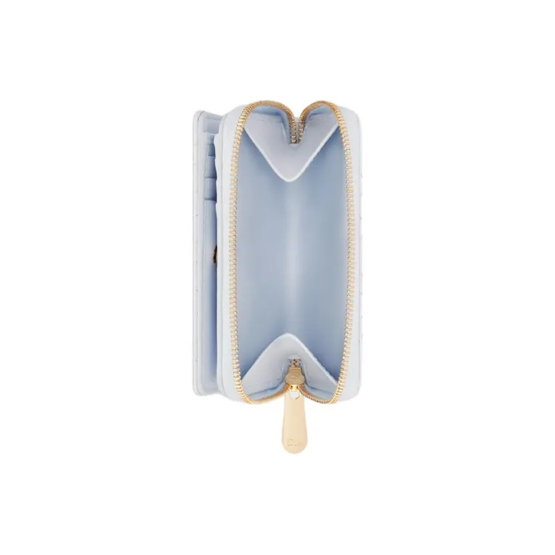 DIOR Lady Dior Lambskin Wallet Women's Light Blue-3