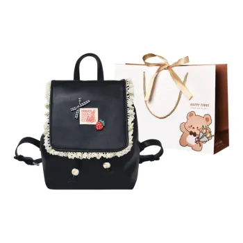 ERANGBEAR PU Backpack Regular Women's Black/White/Pink/Green/Silver