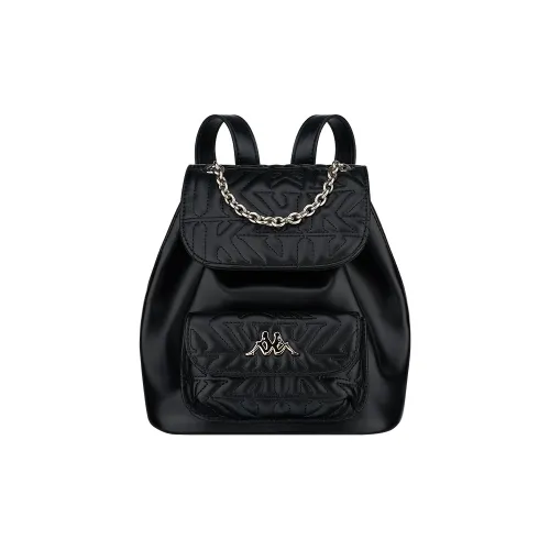 Kappa Polyurethane Chanel Inspired Backpack, Schooling Backpack, Commute Chain Backpack Women's Classic Black
