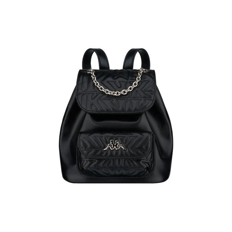 Kappa Polyurethane Chanel Inspired Backpack, Schooling Backpack, Commute Chain Backpack Women's Classic Black-0