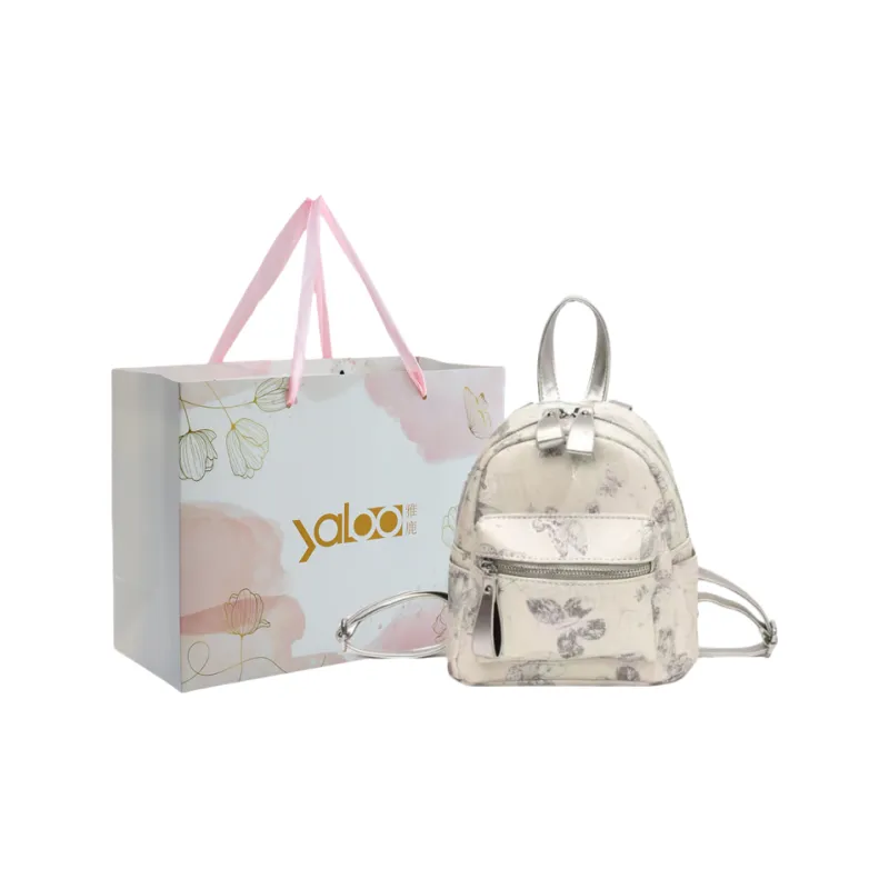 Yalu PU Backpack Unisex Silver/Gray/Pink-4