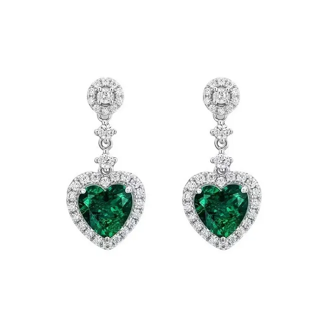 KOYOOME Cultured Emerald S925 Sterling Silver Earrings Women's-0