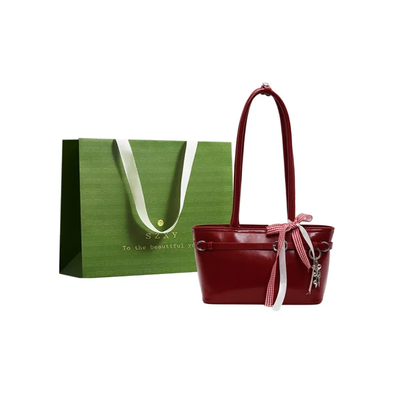 Three Ducklings PU Shoulder Bag Regular Women's Black/Ecru/Red/Pink-4