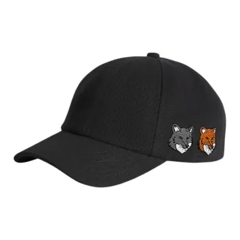 Maison Kitsune Cotton Baseball Caps Unisex Gray