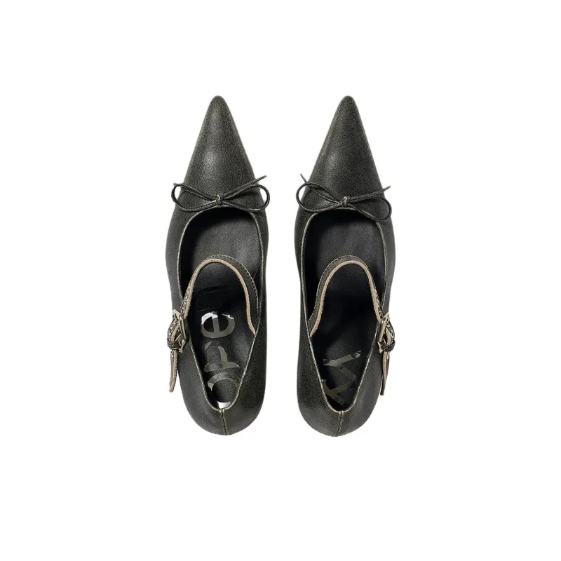 Open Yy Chunky Heel High Heels Women's Charcoal Gray-4