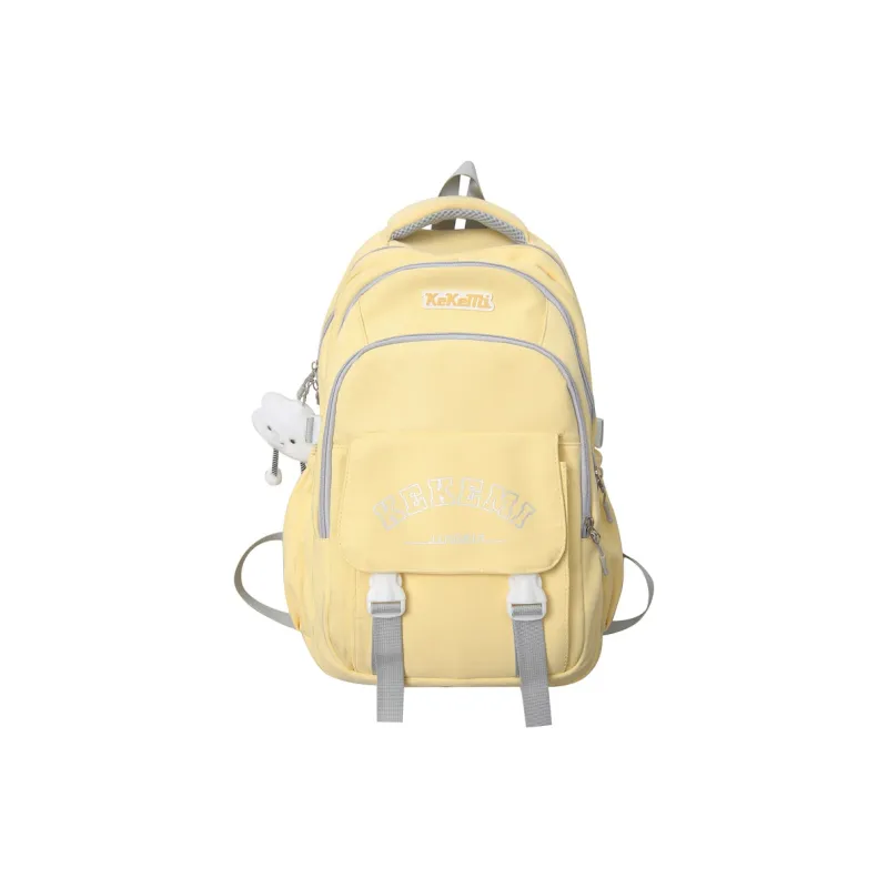 XIANGSU Nylon Backpack Regular Unisex Blue/Yellow/Black/Purple/Brown/Pink-5