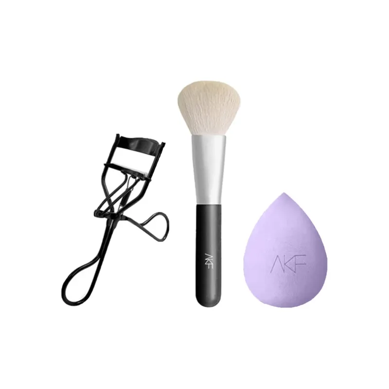 AKF Handheld Mirror, Cleansing Cotton, And Makeup Brush Set Make up Tools Three Piece Set-3