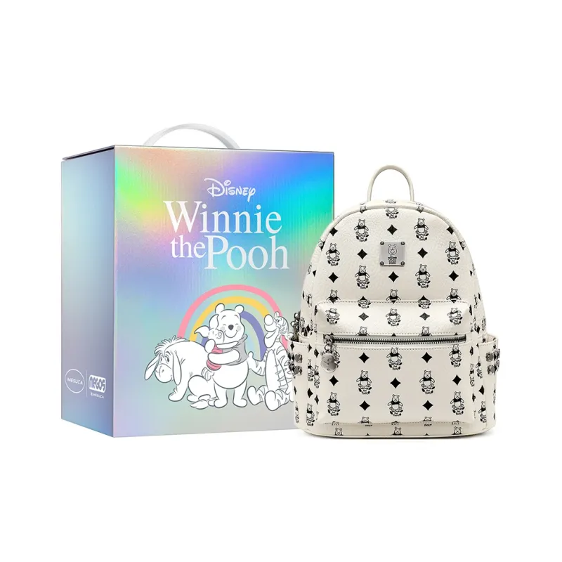 Disney Winnie The Pooh Series PU Bonded Synthetic Leather Backpack Medium Size Women's Brown-22