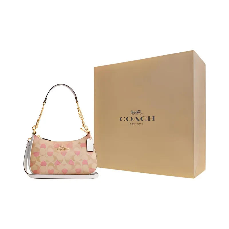 COACH PVC With Skin Shoulder Bag, Crossbody Bag, Shoulder Bag Medium Size Women's Light Khaki-4