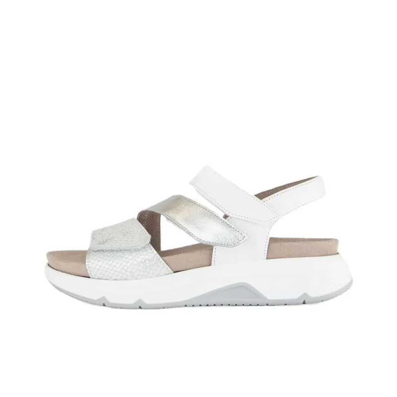 Gabor Rollingsoft Beach Sandals Women's White Silver-0