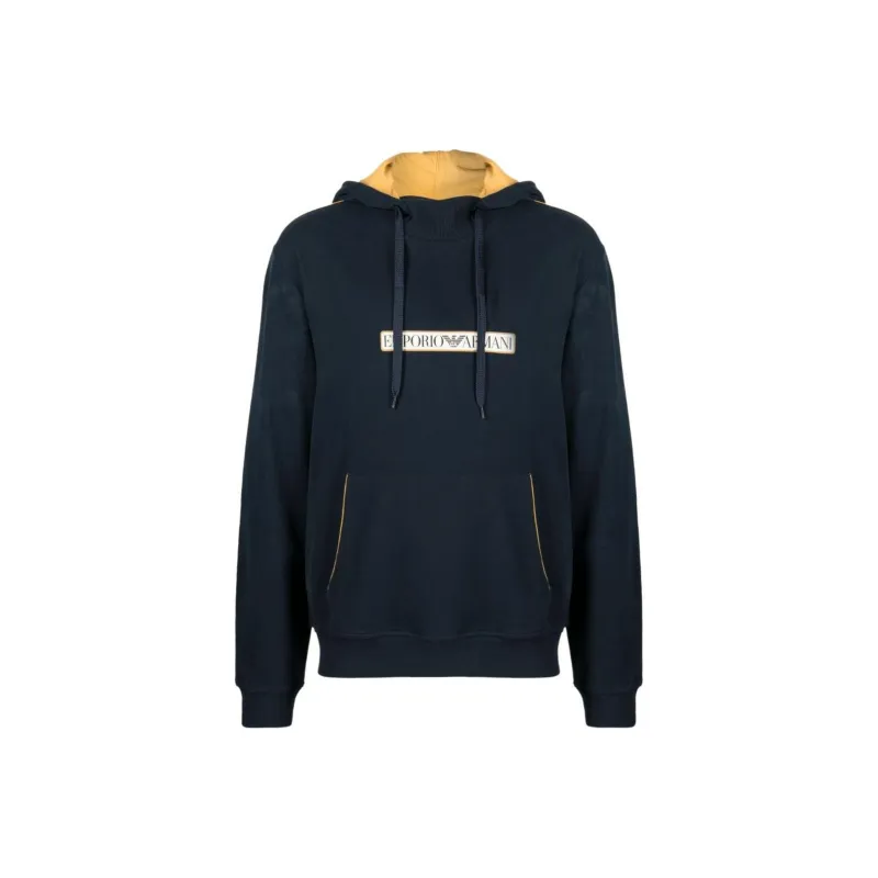 EMPORIO ARMANI Logo print Piped trim Hoodie-0