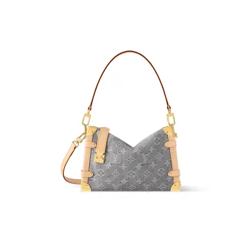 LOUIS VUITTON SIDE TRUNK Cotton Crossbody One Shoulder Handbag Medium Size Women's Gray
