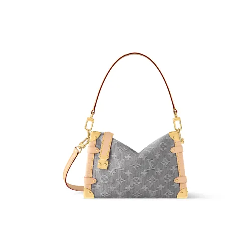 LOUIS VUITTON SIDE TRUNK Cotton Crossbody One Shoulder Handbag Medium Size Women's Gray