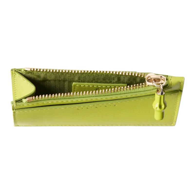 GUCCI Smooth Leather Card Holder Women's Bright Green-3