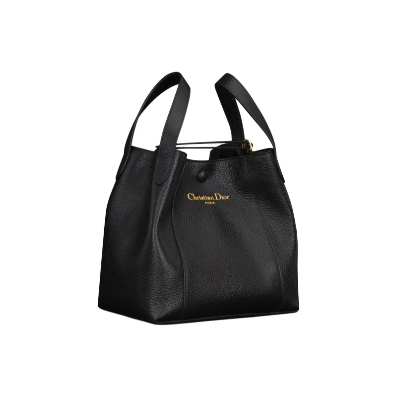 DIOR Calfskin Basket Bag, Bucket Bag, Crossbody One Shoulder Handbag Medium Size Women's Black-2