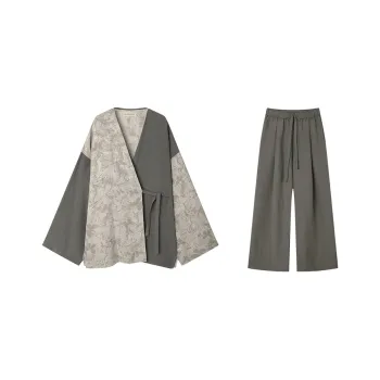 CICADAHOME Pajama Set Women's Shi Yu Diagonal Placket Lace Up Women's Matching Set
