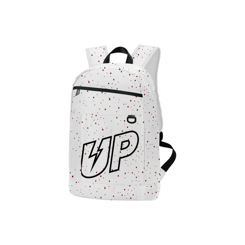 TURN UP Polyester Student Backpack Unisex White-1