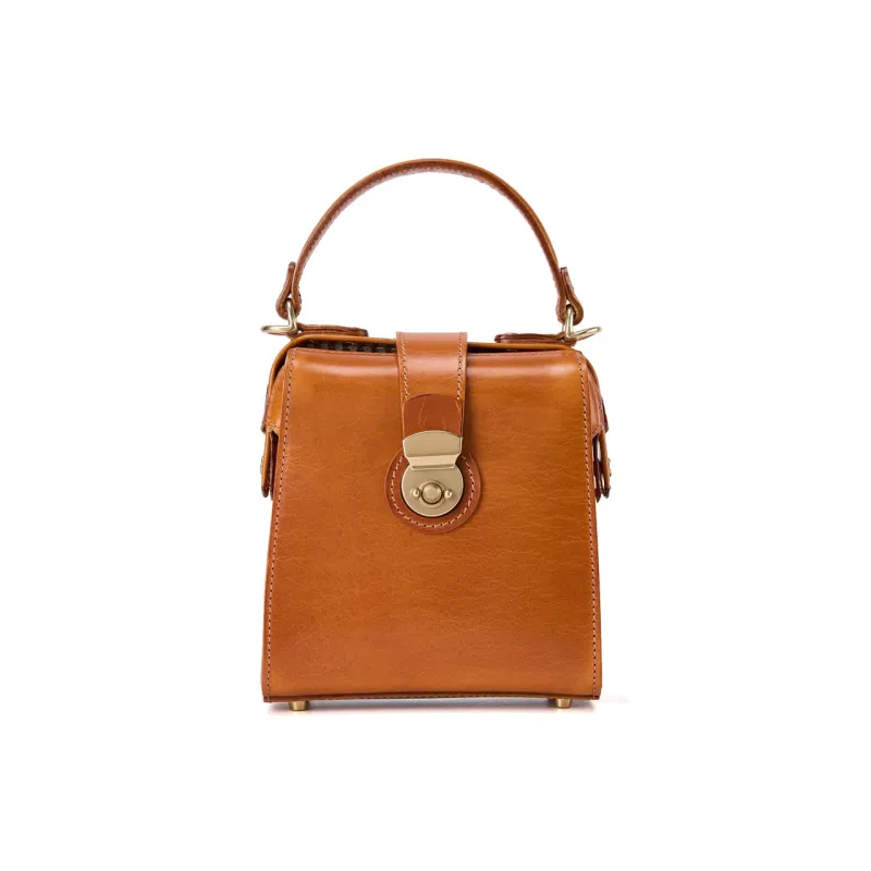 KAISER Top Grain Cow Leather Handbag Regular Women's Black/Brown/Sunset Yellow/Tobacco-4