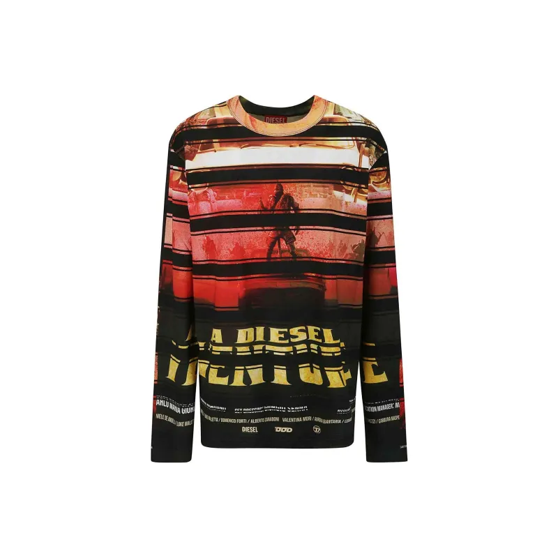 DIESEL T-Craneup-Ls Striped Movie Printed T-Shirt-0