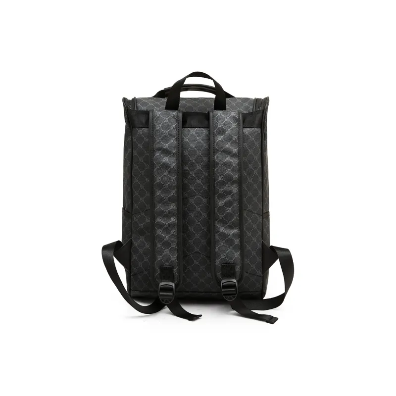 Old Man's Head Synthetic Leather Backpack Regular Men's Black-2