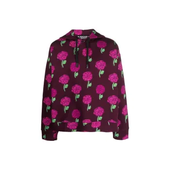 VERSACE JEANS COUTURE Rose print Cotton Hoodie