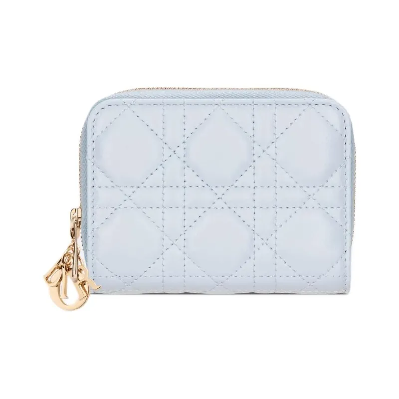 DIOR Lady Dior Lambskin Wallet Women's Light Blue-2
