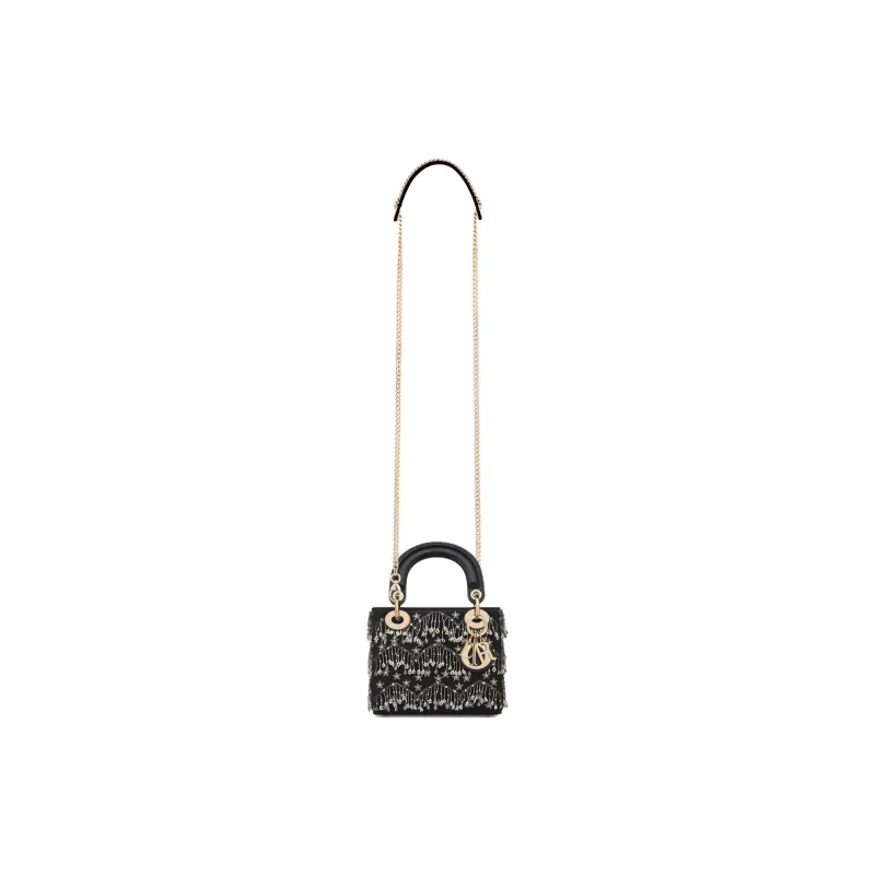 DIOR Lady Dior Calfskin One Shoulder Handbag Mini Women's Black-1