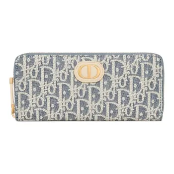 DIOR 30 Montaigne Cotton With Calfskin Wallet Women's Blue