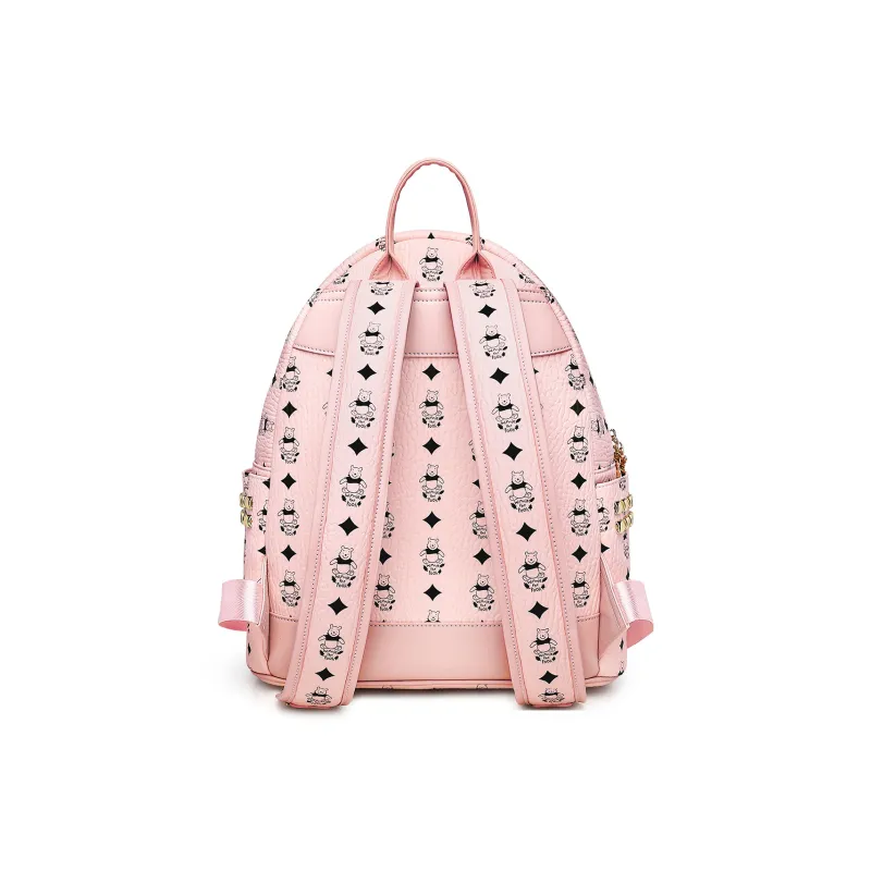 Disney Winnie The Pooh Series PU Backpack Large Size Women's Tan/Pink/White/Black-9