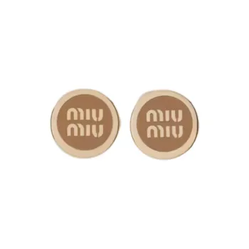 MIU MIU Metal Stud Earrings Unisex Caramel