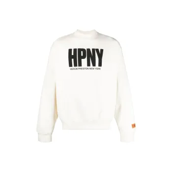 HERON PRESTON Logo Flocked Crewneck Sweatshirt