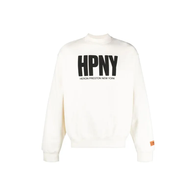 HERON PRESTON Logo Flocked Crewneck Sweatshirt-0