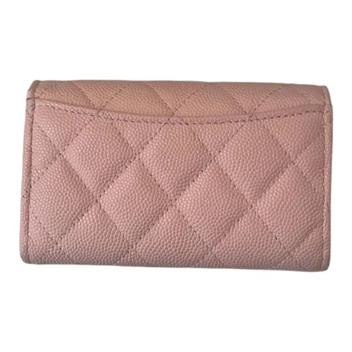 CHANEL Calfskin Card Holder Small Size Women's Cherry Blossom Pink-1