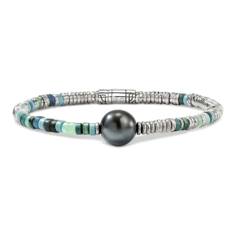 John Hardy Sterling Silver Heishi Turquoise And Pearl Bracelet-0