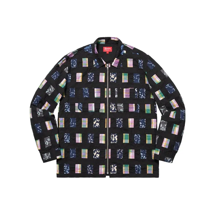 Supreme Patchwork Zip Up Shirt-0