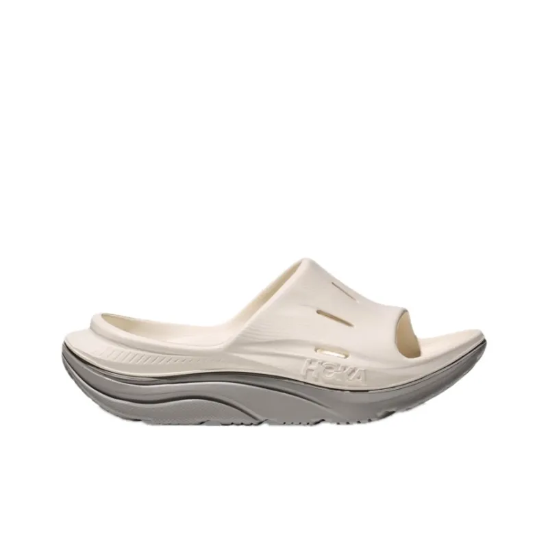HOKA ONE ONE Ora Recovery Slide 3 Odor Resistant Slide Slippers Unisex White Gray-1