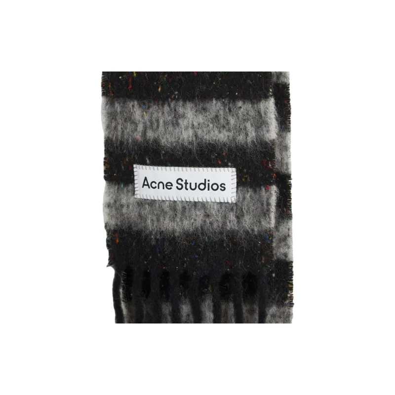 Acne Studios Alpaca Nylon Wool Silk Knit Scarves Unisex Gray-1