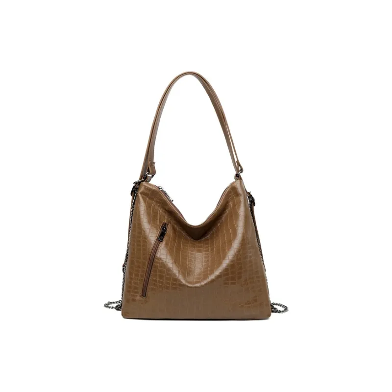 JIEXINI PU Shoulder Bag Regular Women's Black/Brown-2