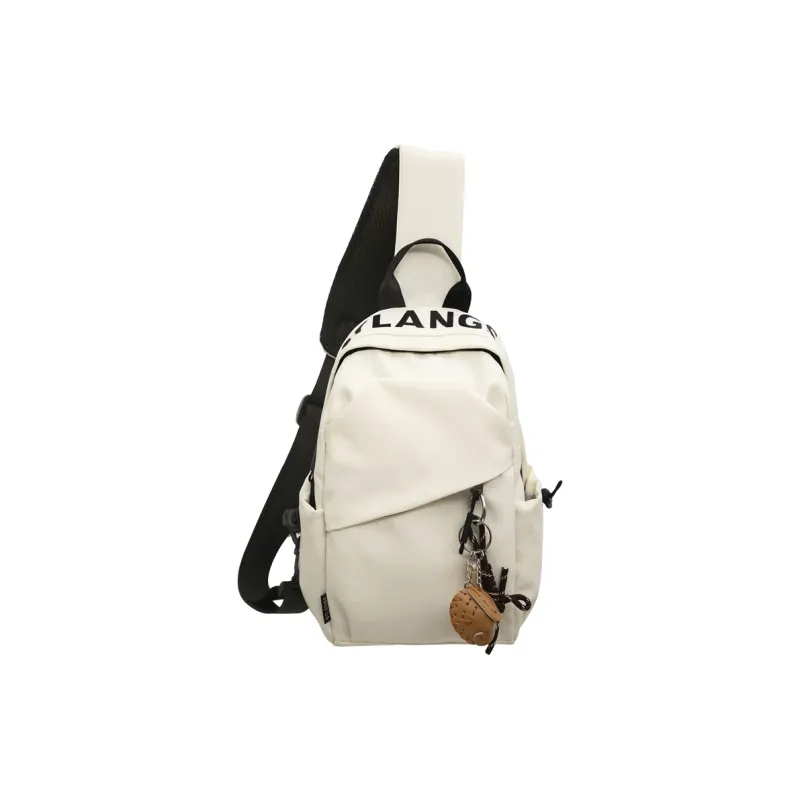 SEVENMOONS Nylon Sling Bag Unisex Woody Brown/Grass Green/Ecru/Black-6